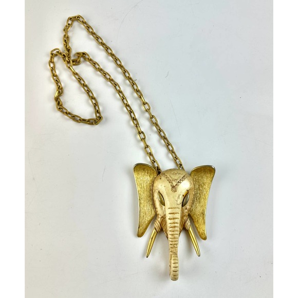 Vintage 1970's Luca Razza Elephant Necklace Oversized Statement Estate Piece - Picture 2 of 11